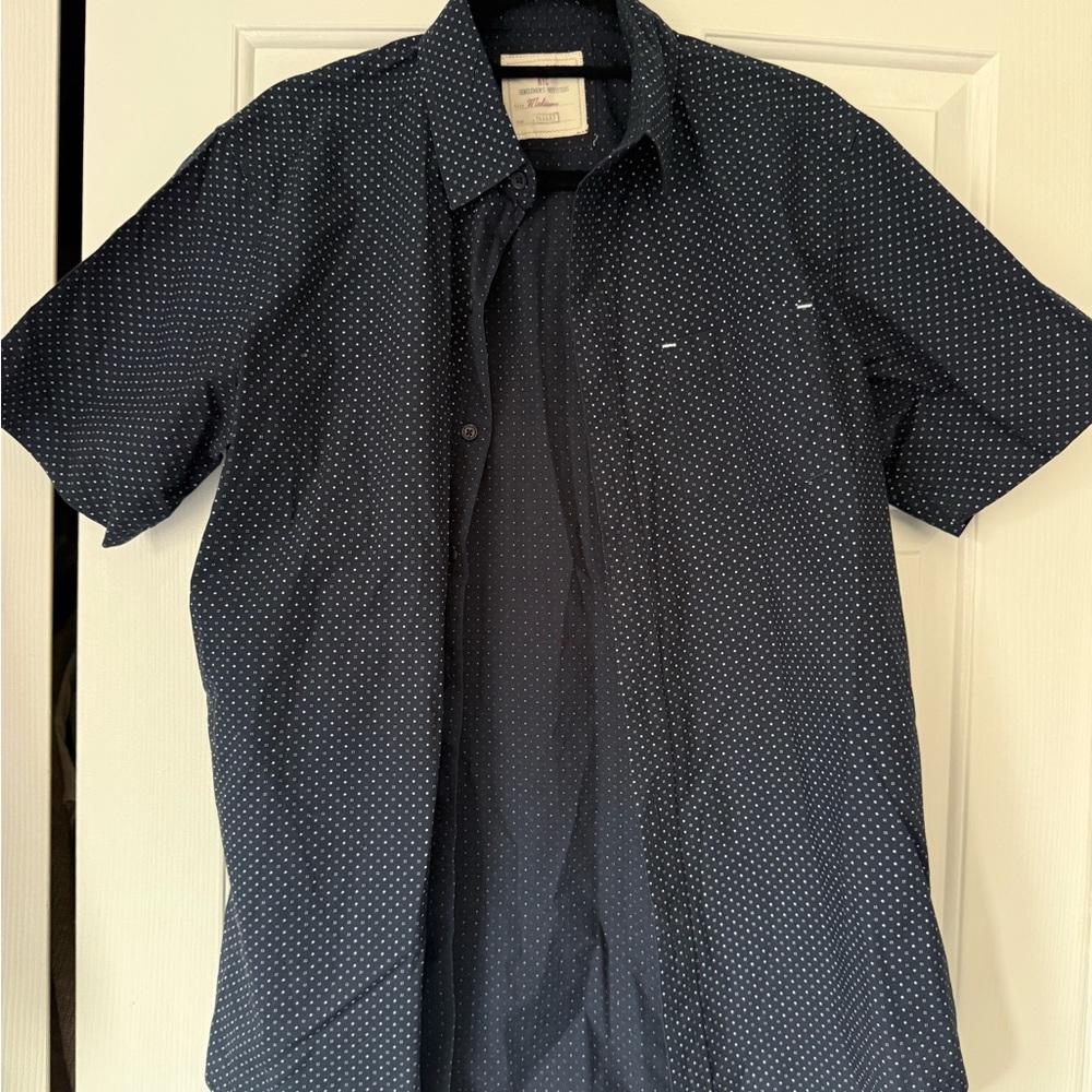 Classic Navy Polka Dot Dress Shirt